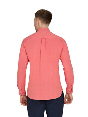 Classic Long Sleeve Linen Shirt - Coral