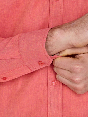 Classic Long Sleeve Linen Shirt - Coral