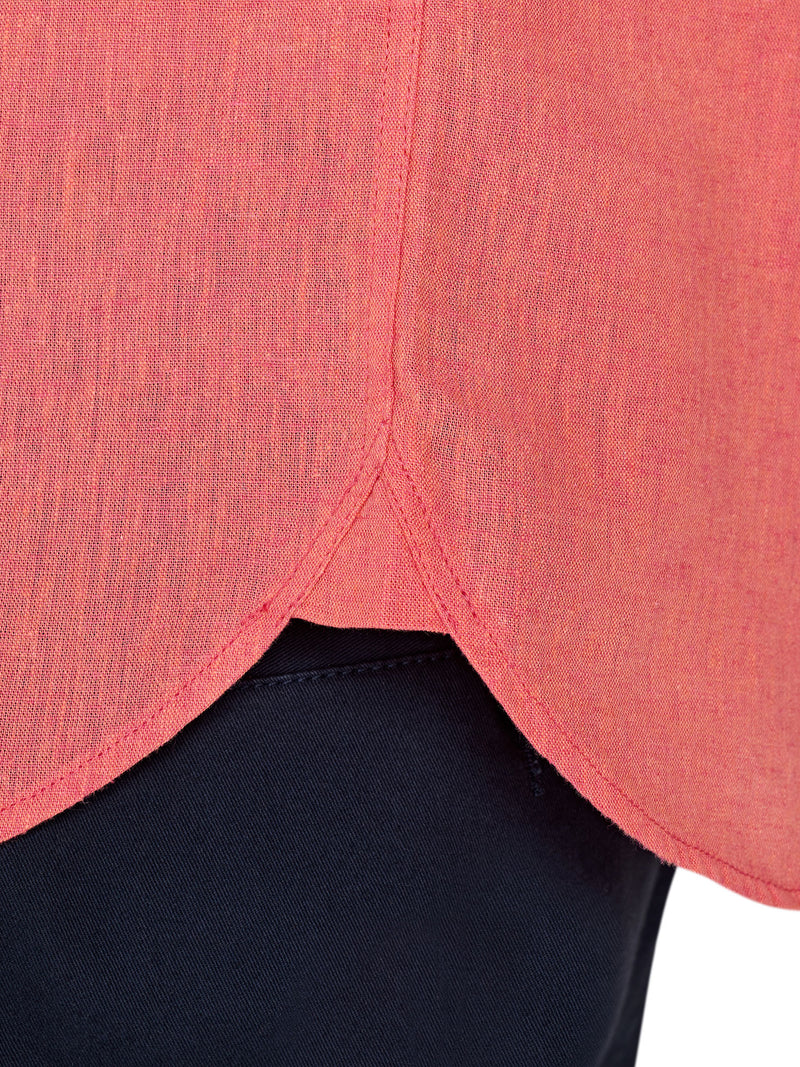 Classic Long Sleeve Linen Shirt - Coral