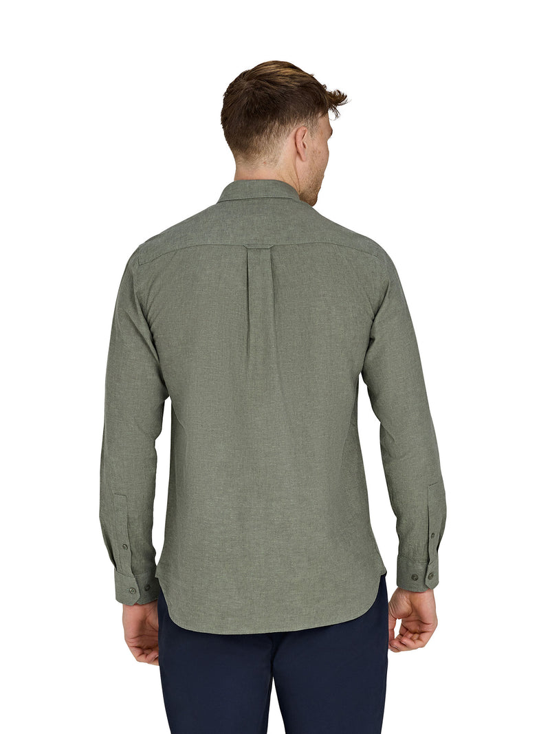 Classic Long Sleeve Linen Shirt - Olive