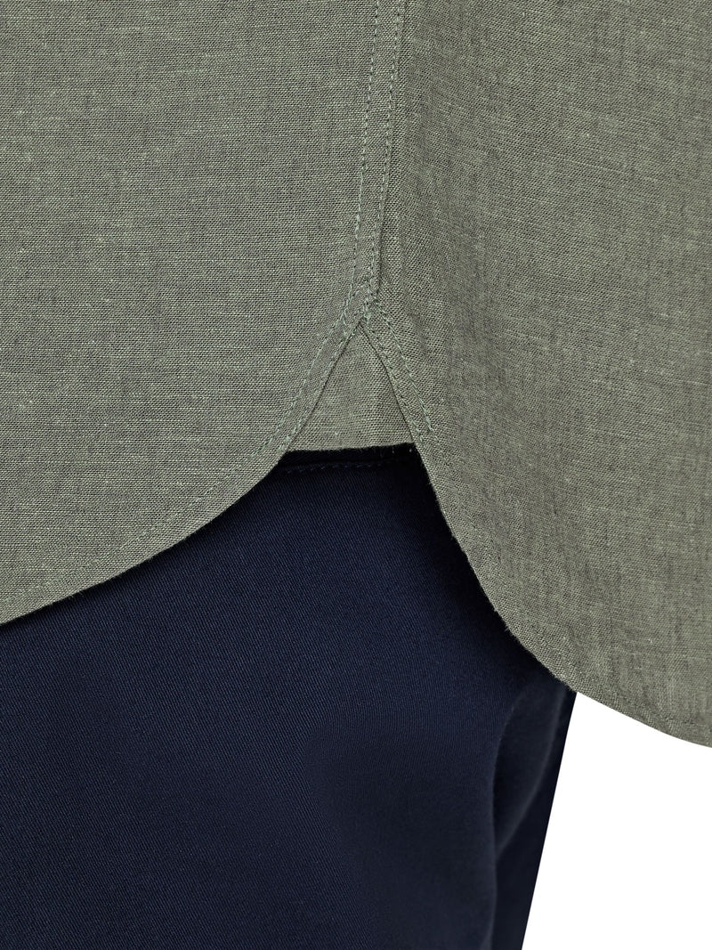 Classic Long Sleeve Linen Shirt - Olive