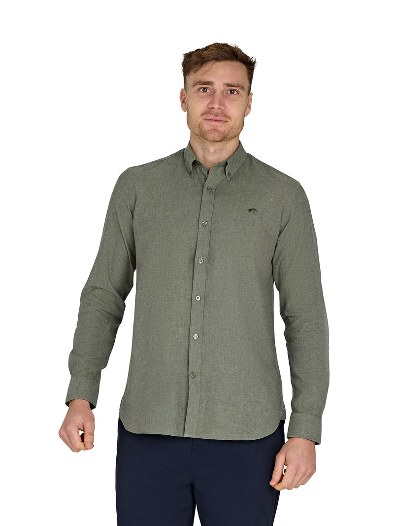 Classic Long Sleeve Linen Shirt - Olive