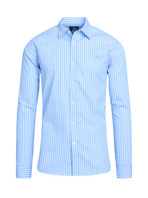 Long Sleeve Classic Stripe Shirt - Mid Blue