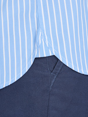 Long Sleeve Classic Stripe Shirt - Mid Blue