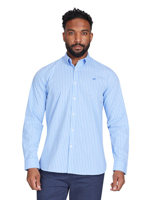 Long Sleeve Classic Stripe Shirt - Mid Blue