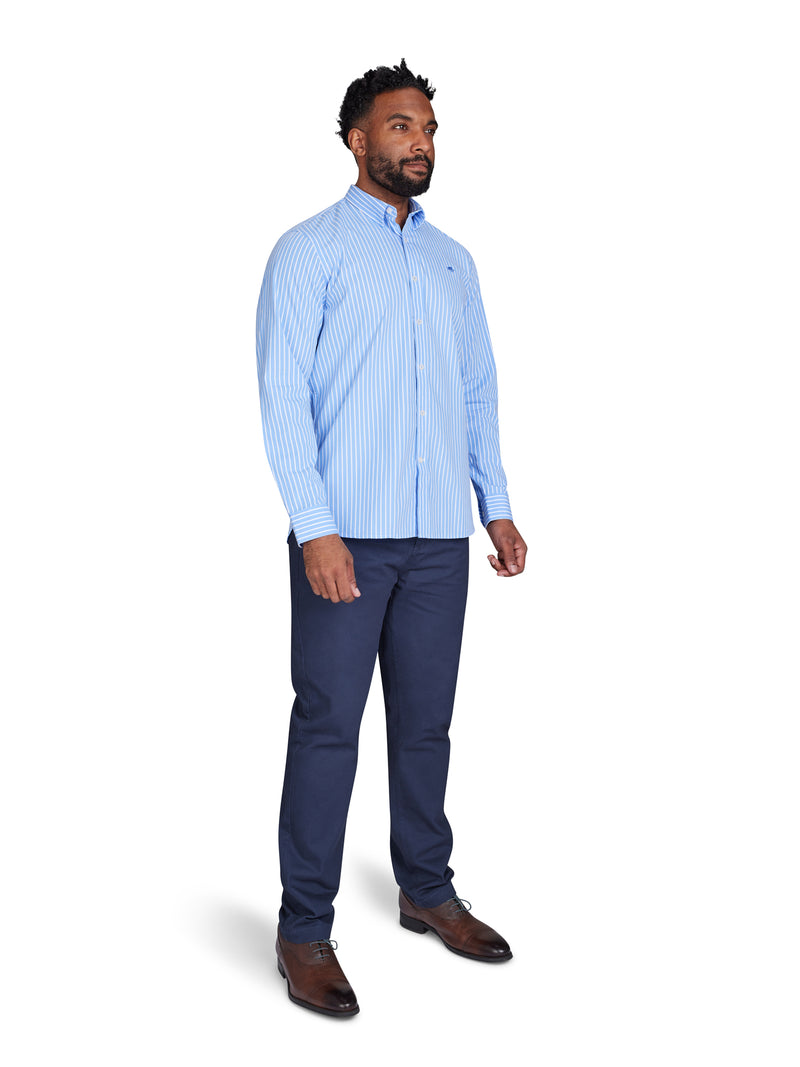 Long Sleeve Classic Stripe Shirt - Mid Blue