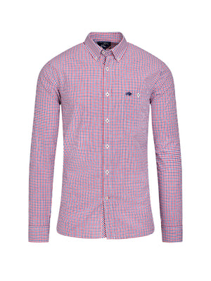 Long Sleeve Graph Check Poplin Shirt - Red