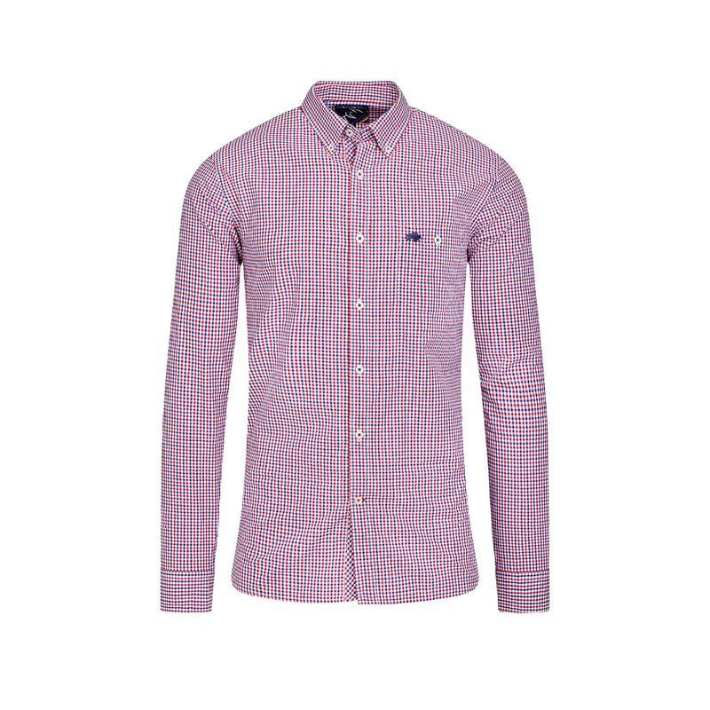 Long Sleeve Graph Check Poplin Shirt - Red