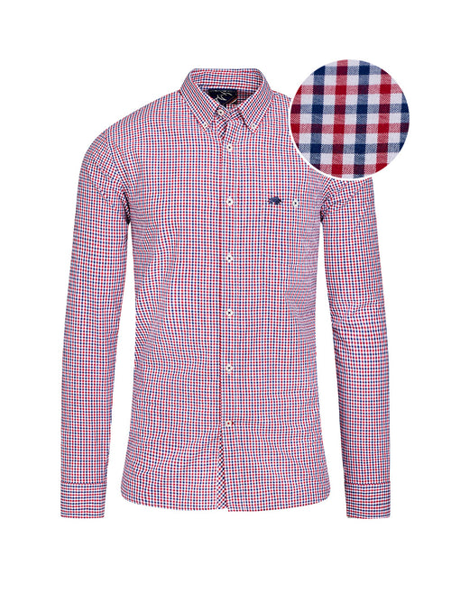 Long Sleeve Graph Check Poplin Shirt - Red