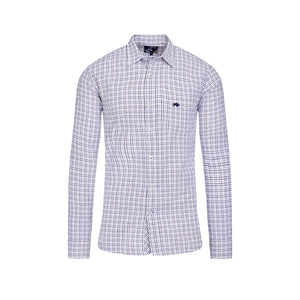 Long Sleeve Tattersall Brushed Cotton Shirt - White/Purple