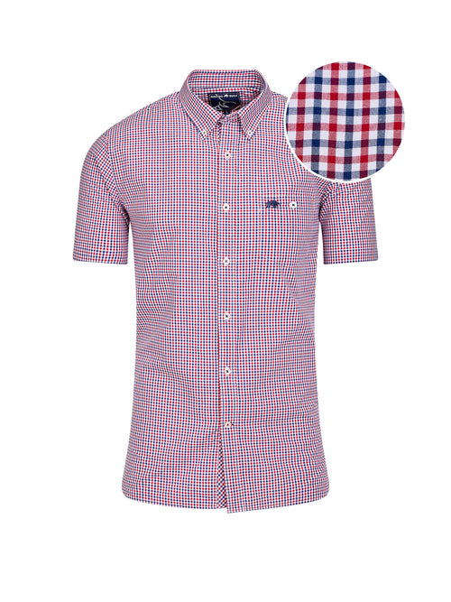 Short Sleeve Graph Check Poplin Shirt - Red