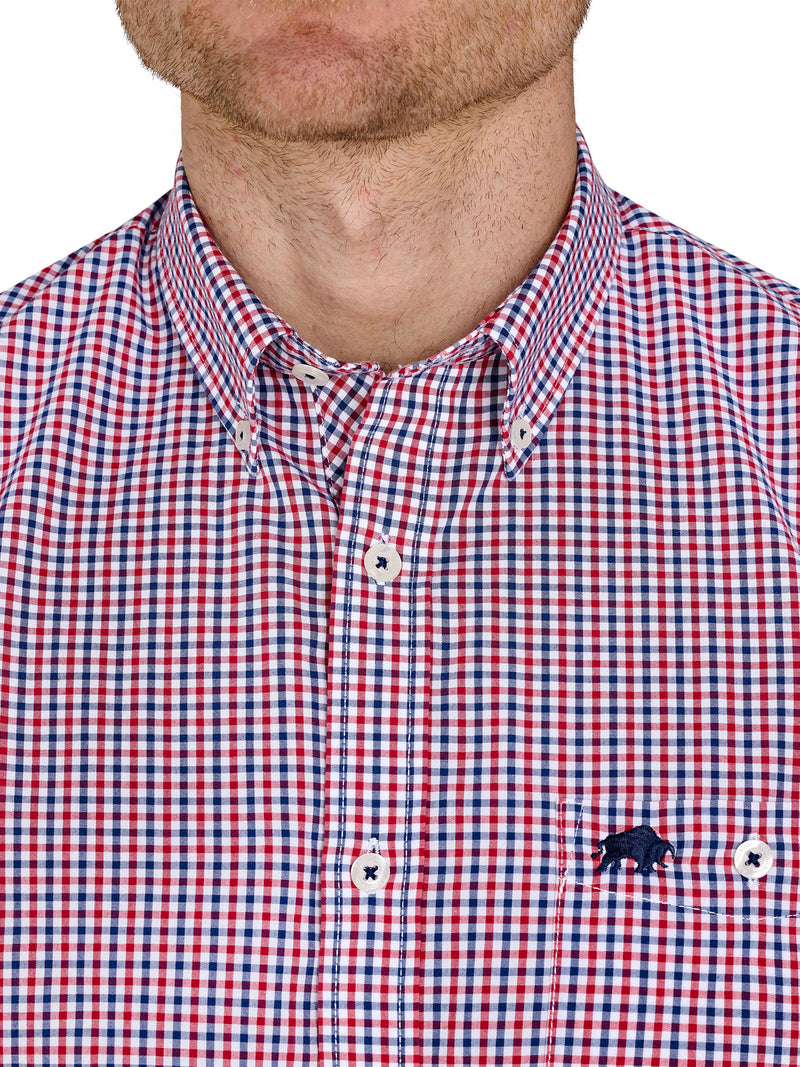 Short Sleeve Graph Check Poplin Shirt - Red