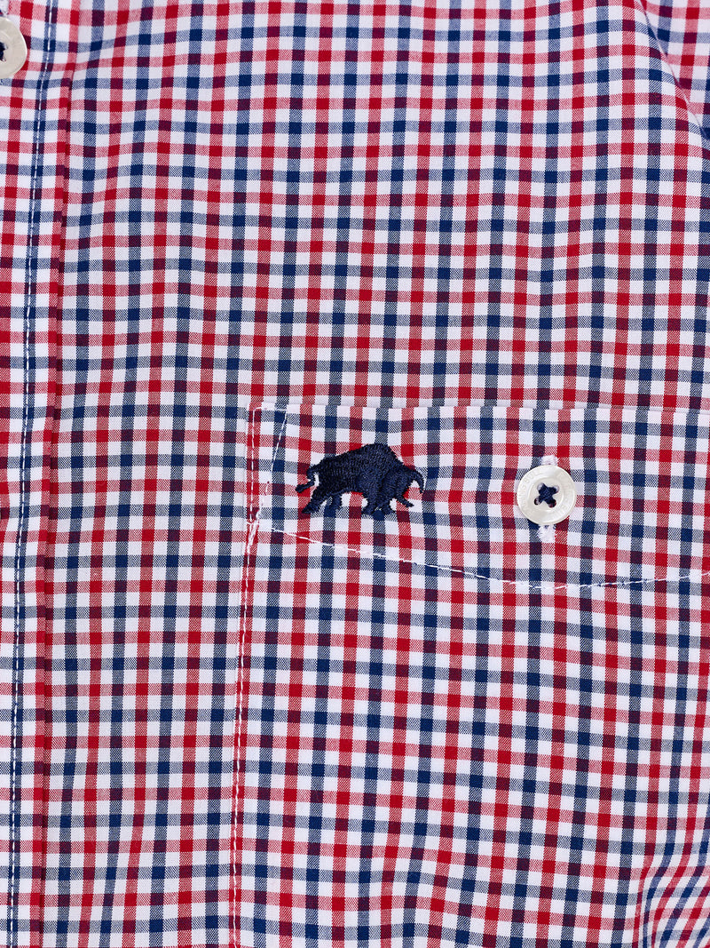 Short Sleeve Graph Check Poplin Shirt - Red