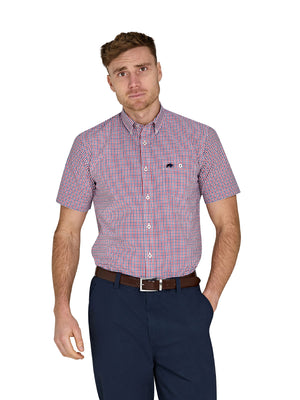 Short Sleeve Graph Check Poplin Shirt - Red