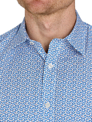 Short Sleeve Pentagon Pattern Cotton Poplin Shirt - White