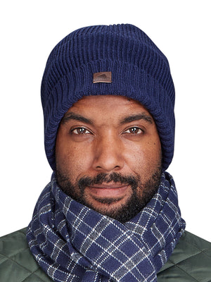 Fleece Lined Knitted Hat - Navy