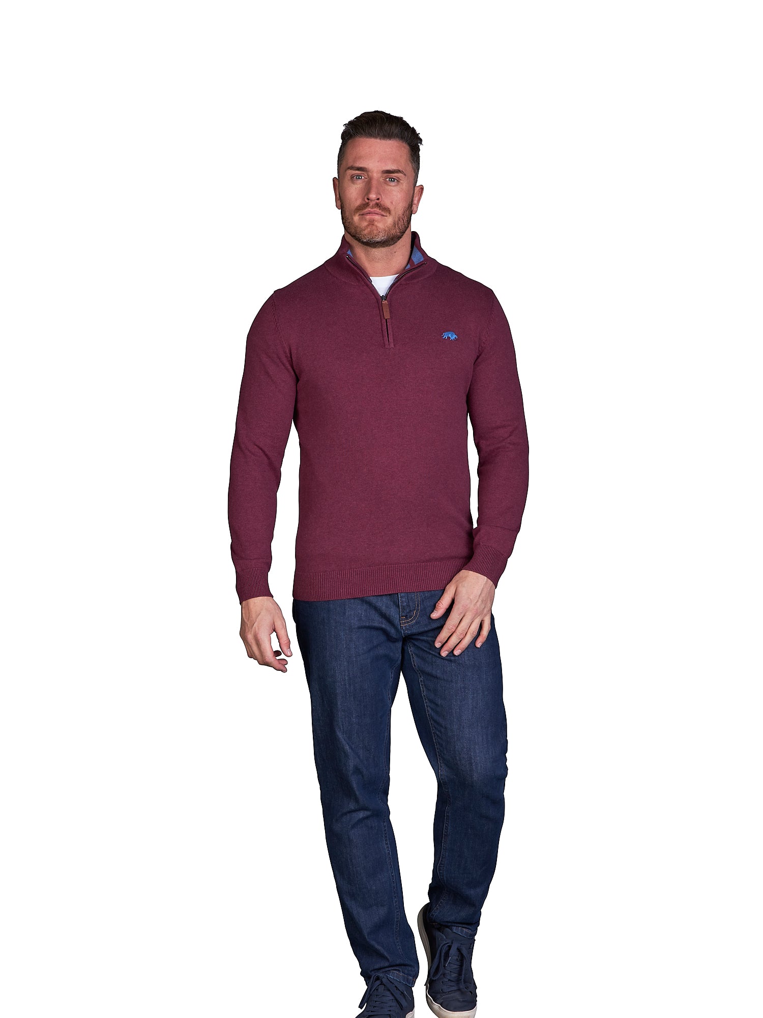 Classic Quarter Zip Knit - Burgundy – Raging Bull Clothing