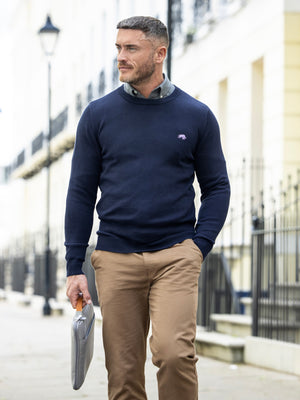 Classic Crew Neck Knit - Navy