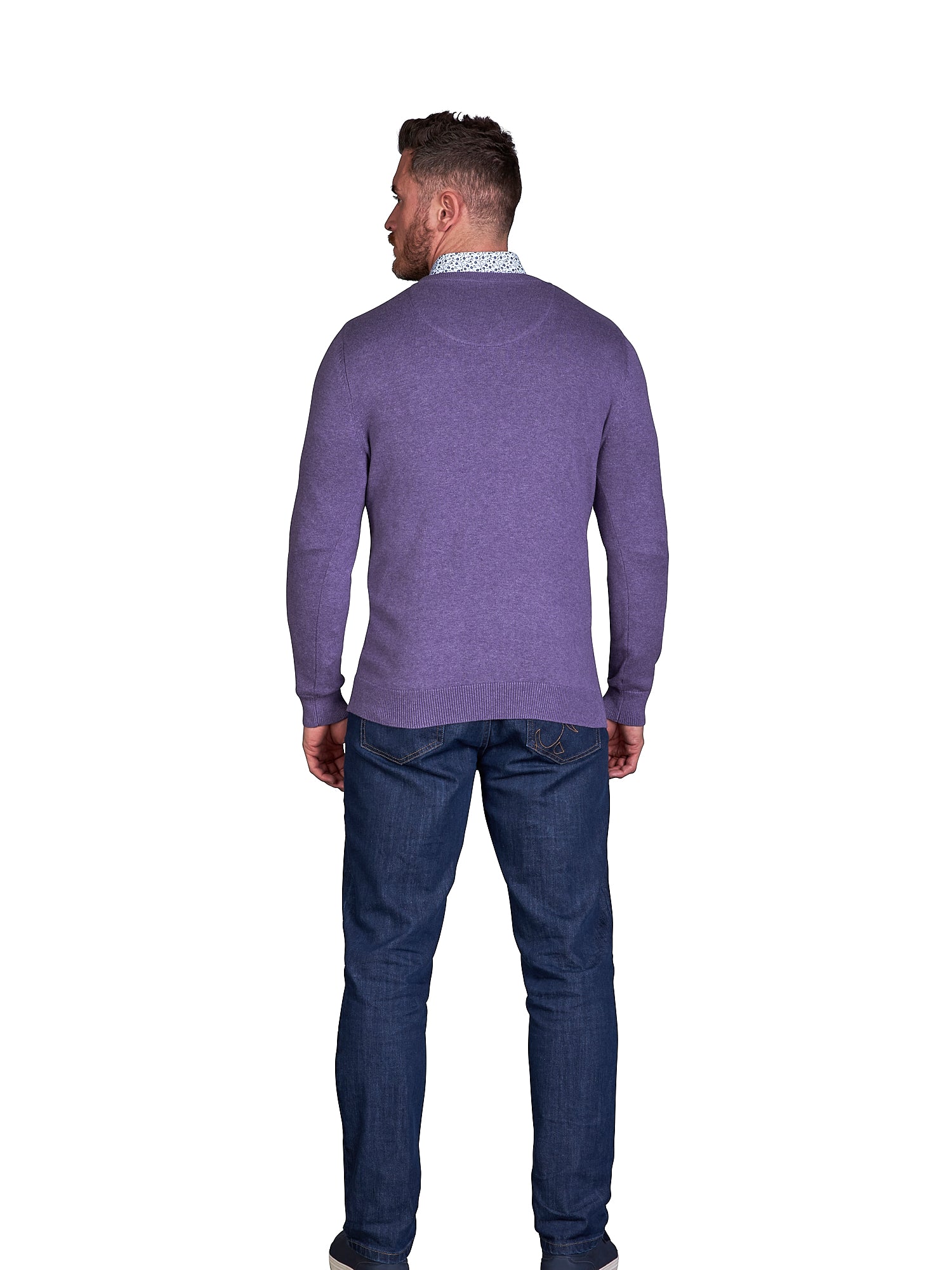 Purple v neck jumper on sale mens