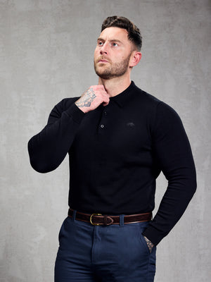 Classic Knitted Polo - Black