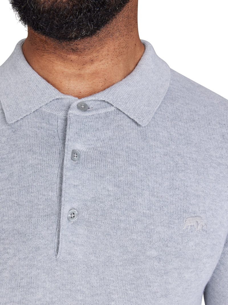 Classic Knitted Polo - Grey Marl