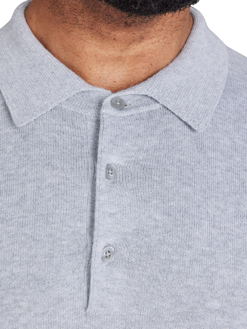 Classic Knitted Polo - Grey Marl