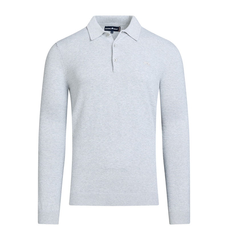 Classic Knitted Polo - Grey Marl