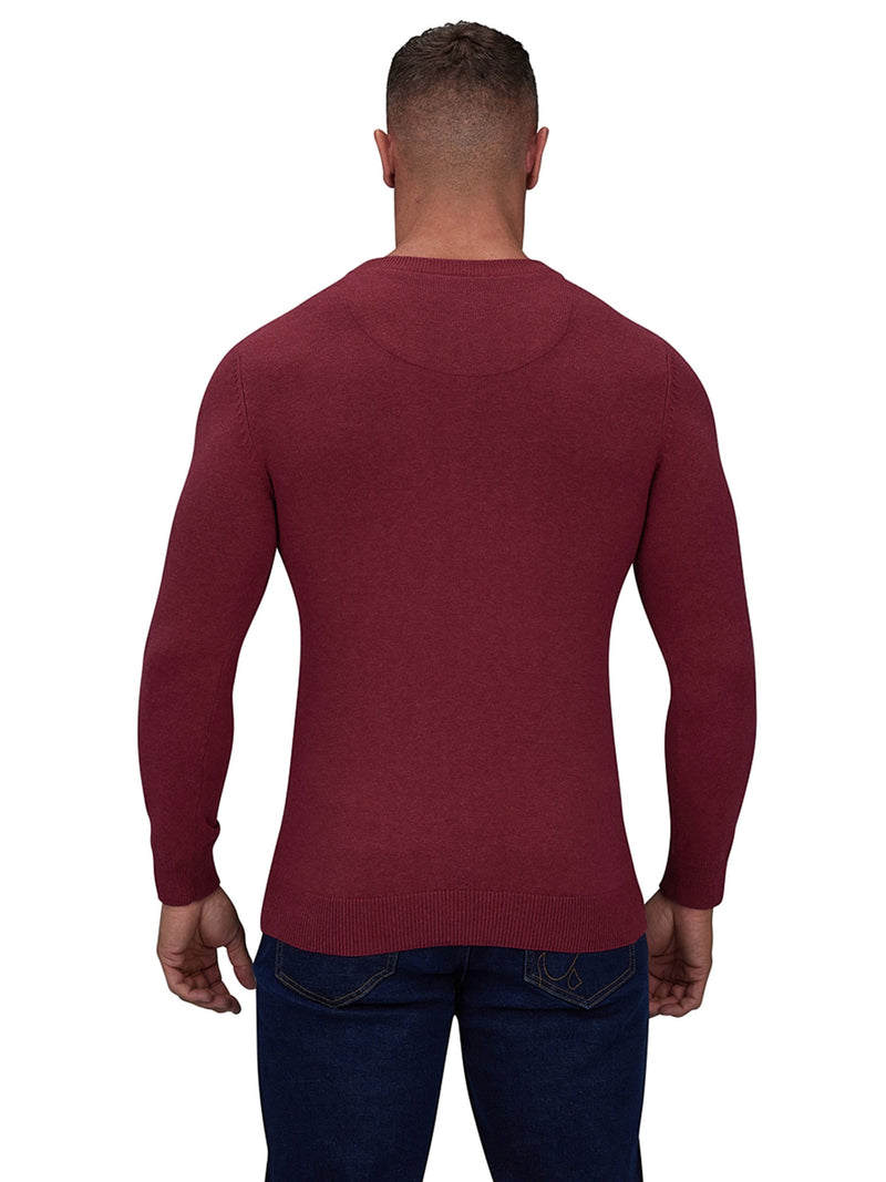 Classic Crew Neck Cotton/Cashmere Knit - Berry