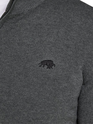 Classic Quarter Zip Cotton/Cashmere Knit - Charcoal