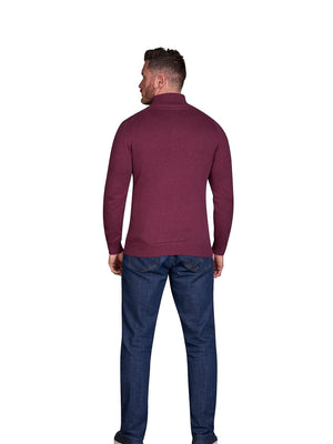 Classic Quarter Zip Cotton/Cashmere Knit - Burgundy