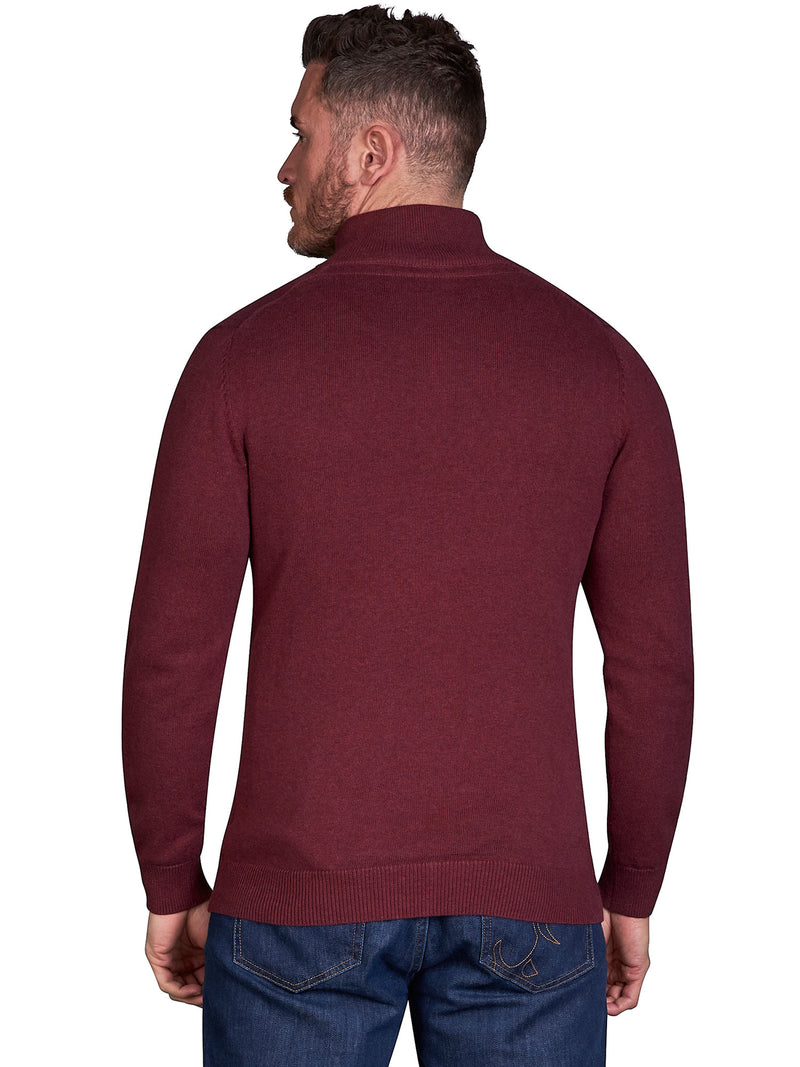 Classic Quarter Zip Cotton/Cashmere Knit - Burgundy