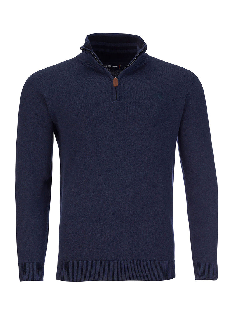 Classic Quarter Zip Cotton/Cashmere Knit - Navy