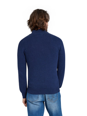 Classic Quarter Zip Cotton/Cashmere Knit - Navy