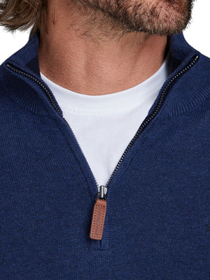 Classic Quarter Zip Cotton/Cashmere Knit - Navy