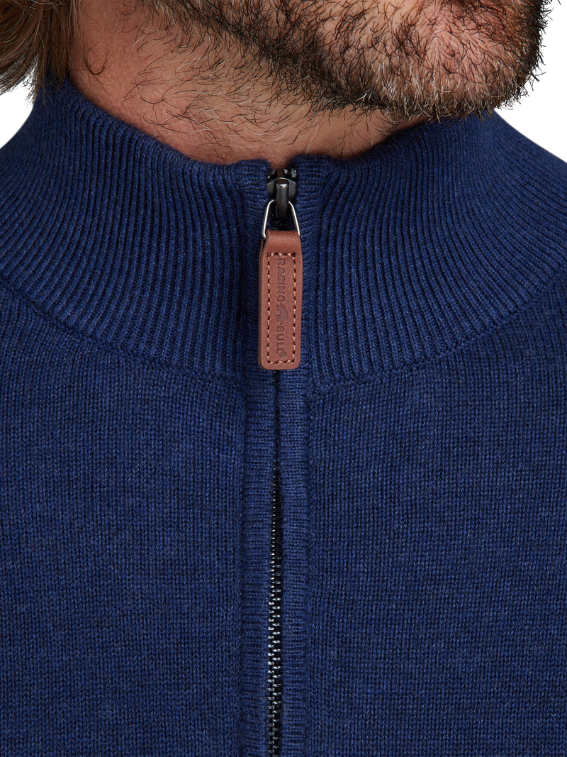 Classic Quarter Zip Cotton/Cashmere Knit - Navy