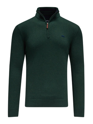 Classic Quarter Zip Cotton/Cashmere Knit - Forest