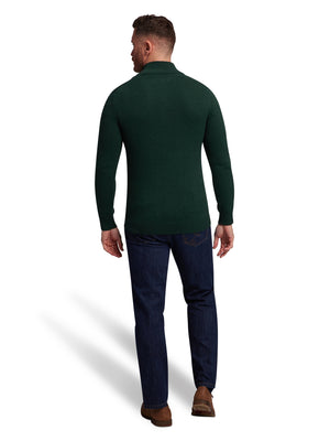 Classic Quarter Zip Cotton/Cashmere Knit - Forest