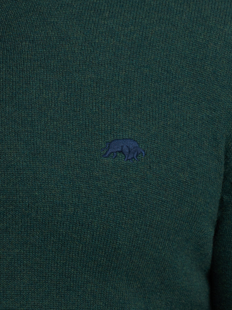 Classic Quarter Zip Cotton/Cashmere Knit - Forest