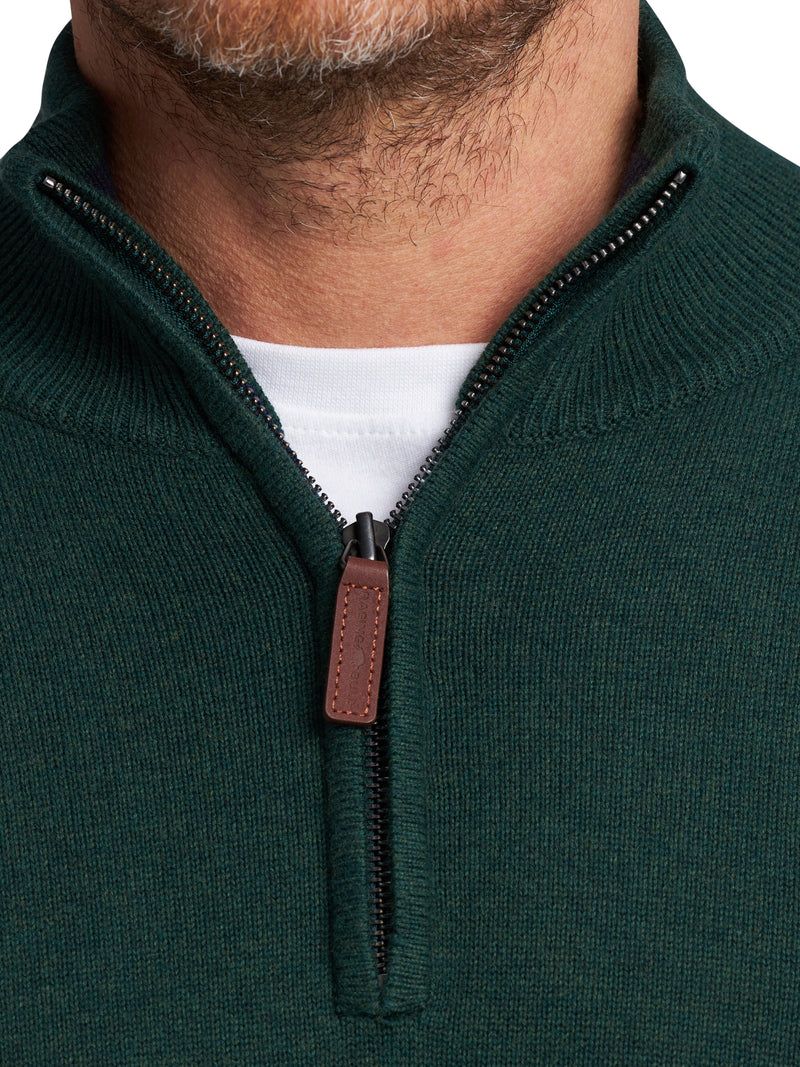 Classic Quarter Zip Cotton/Cashmere Knit - Forest