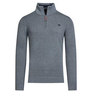 Classic Quarter Zip Cotton/Cashmere Knit - Charcoal