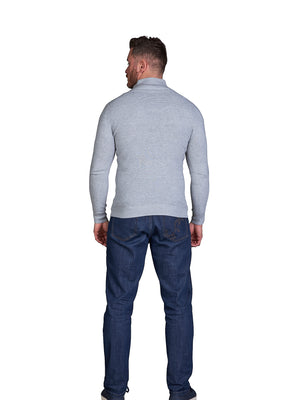 Classic Ribbed Quarter Zip Knit - Grey