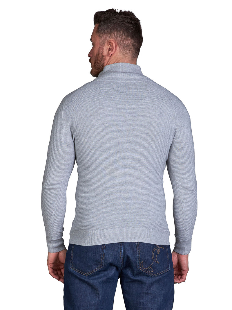 Classic Ribbed Quarter Zip Knit - Grey