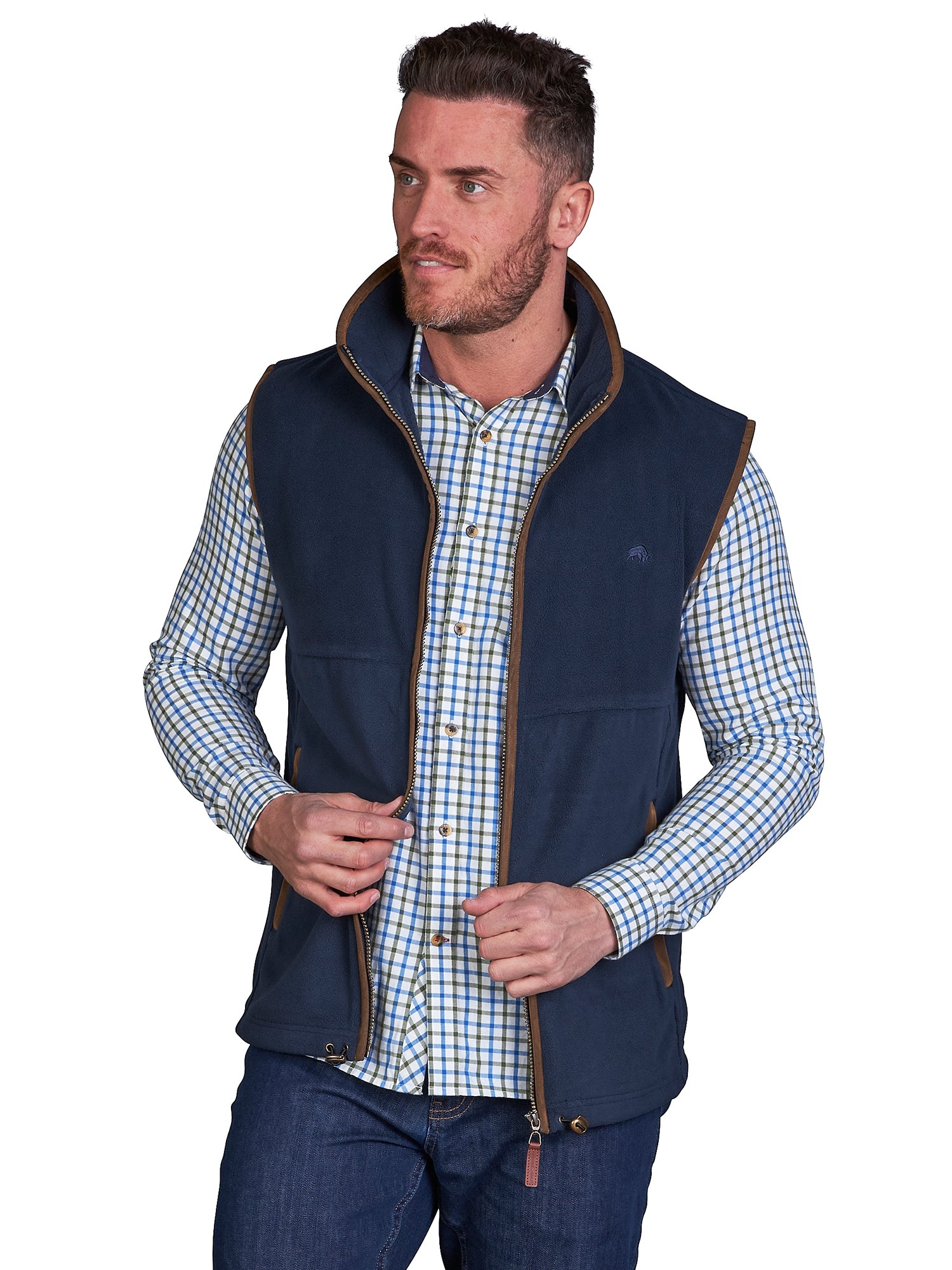 Mens navy fleece on sale gilet