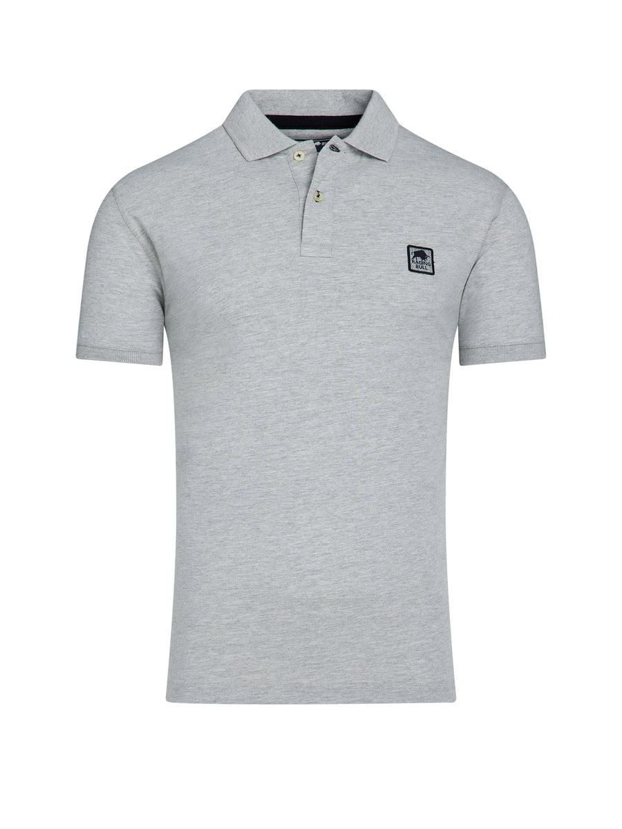 Patch Jersey Polo - Grey Marl – Raging Bull Clothing