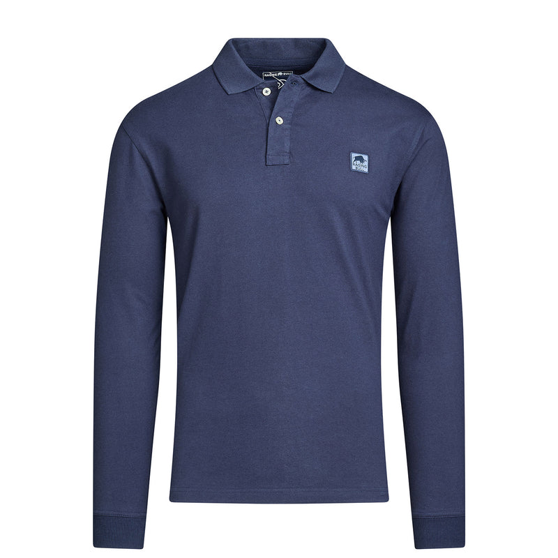 Long Sleeve Classic Jersey Patch Polo - Navy