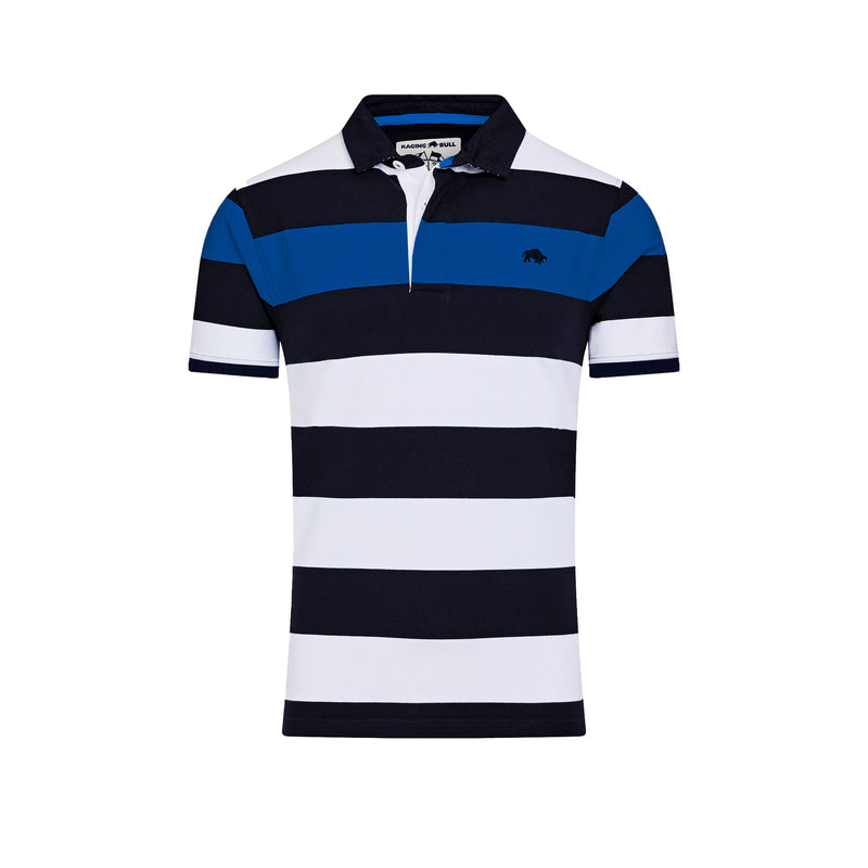 Classic Jersey Contrast Panel Polo - Navy