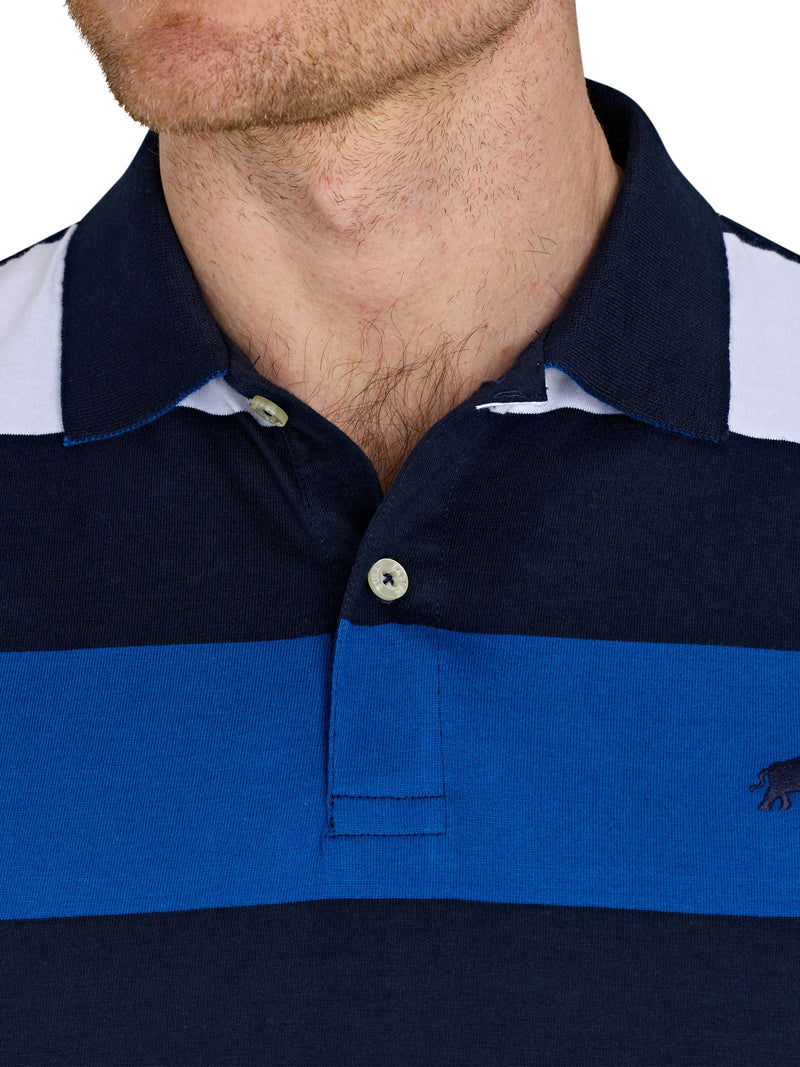 Classic Jersey Contrast Panel Polo - Navy