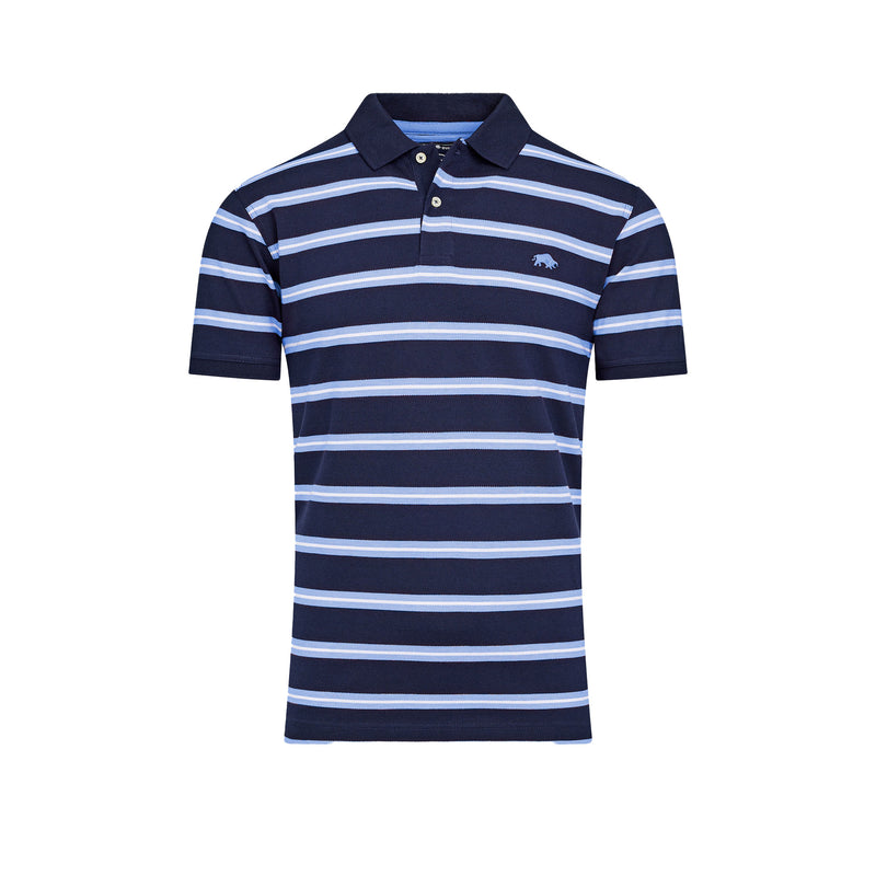 Classic Triple Stripe Birdseye Polo - Navy