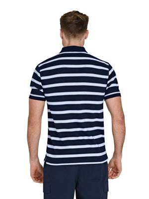 Classic Triple Stripe Birdseye Polo - Navy