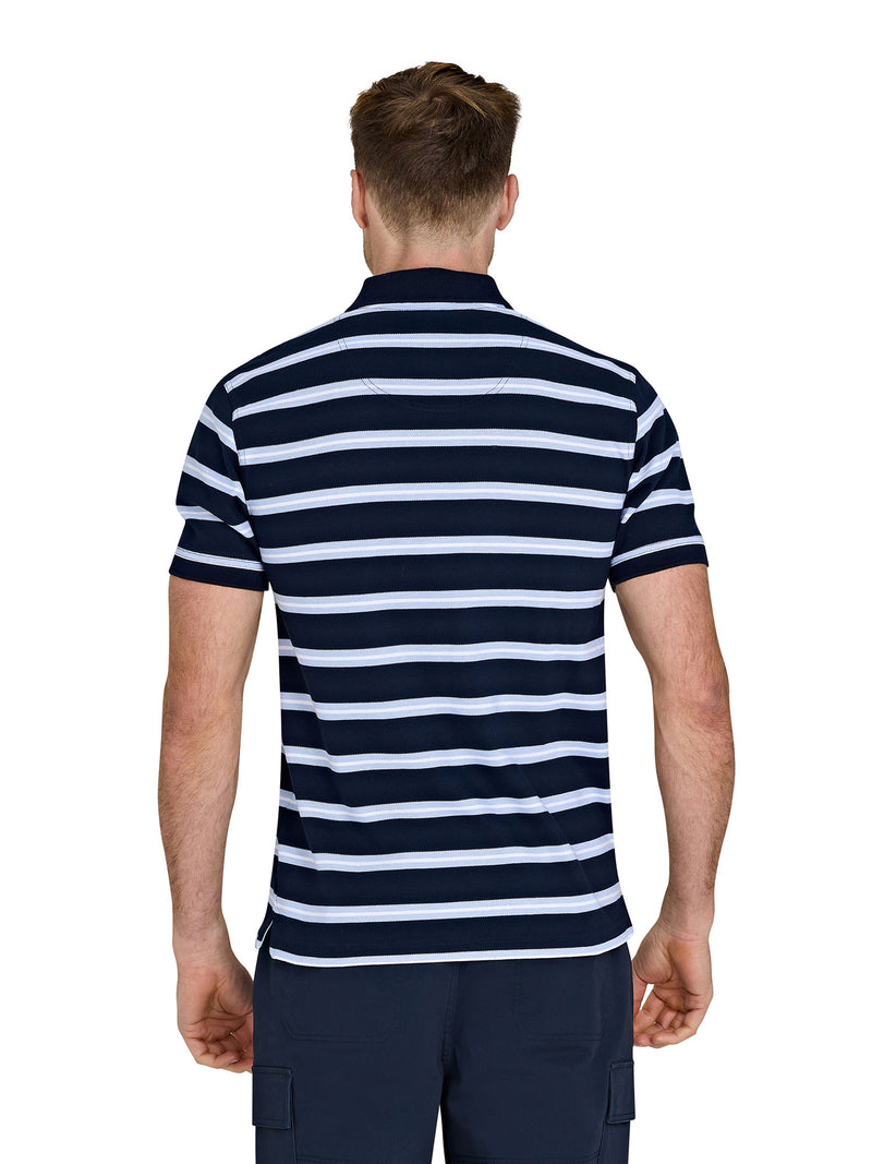 Classic Triple Stripe Birdseye Polo - Navy